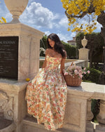 Floral Corset Lace-Up Maxi Dress