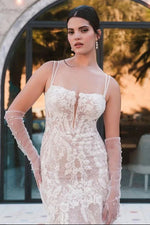 Lace Mermaid Wedding Dress with Spaghetti Straps