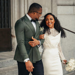 Long Sleeve Sheath Wedding Dress with Lace Mock Neck