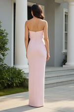 Strapless Beaded Foldover Column Gown