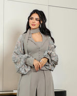 Elegant Two-Piece Pantsuit with Balloon Sleeves