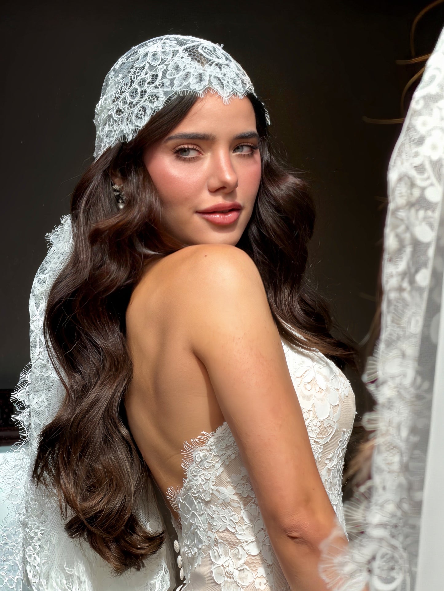 Vintage-Inspired High Neck Lace Wedding Dress