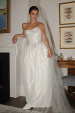 Strapless Floral Bustier Ball Gown Wedding Dress