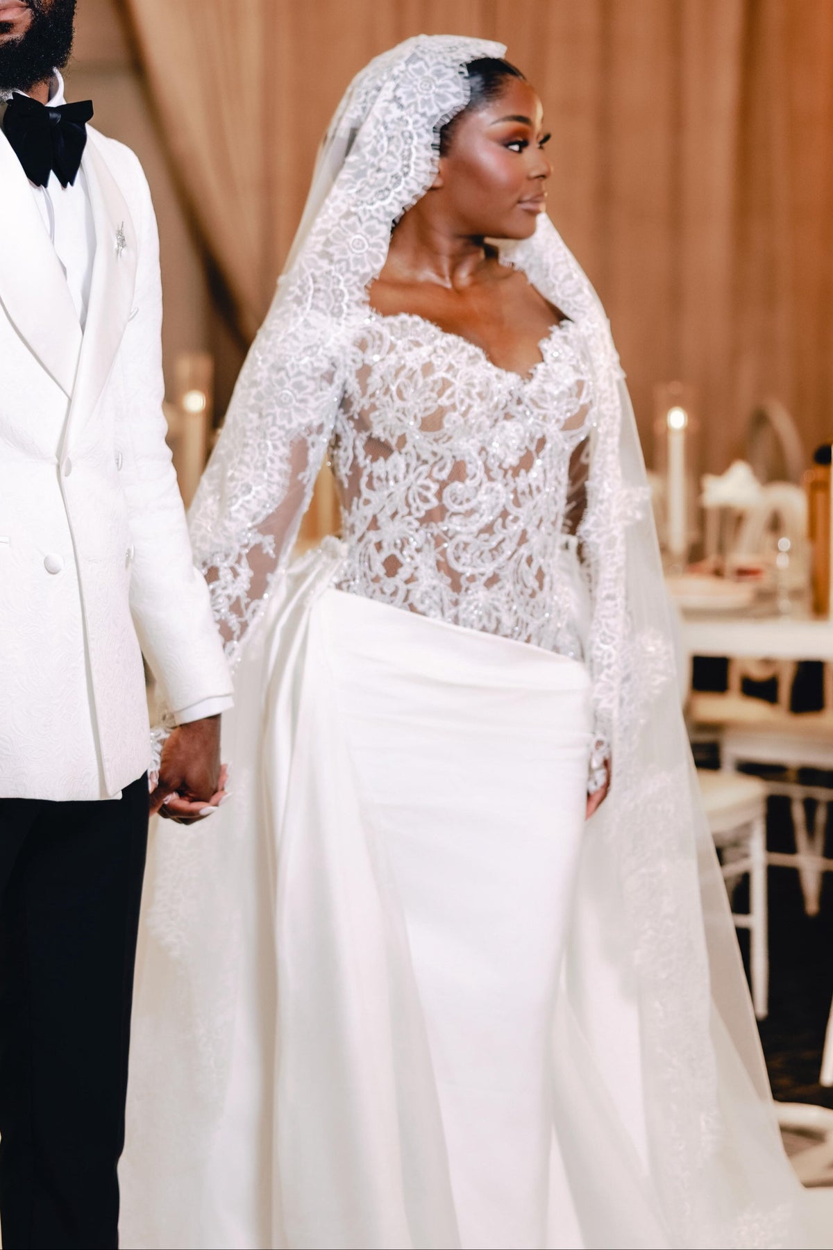 Off-the-Shoulder Lace Long Sleeve Wedding Dress