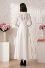 Collared Lace Bodice Ankle-Length A-Line Dress