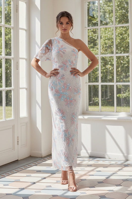 One-Shoulder Sequin Sheath Column Dress