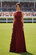 Sleeveless 3D Floral Applique A-Line Evening Gown
