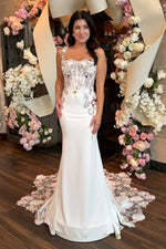 Floral Embroidered Corset Wedding Dress