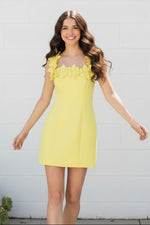 3D Floral Embellished Square Neck Mini Dress