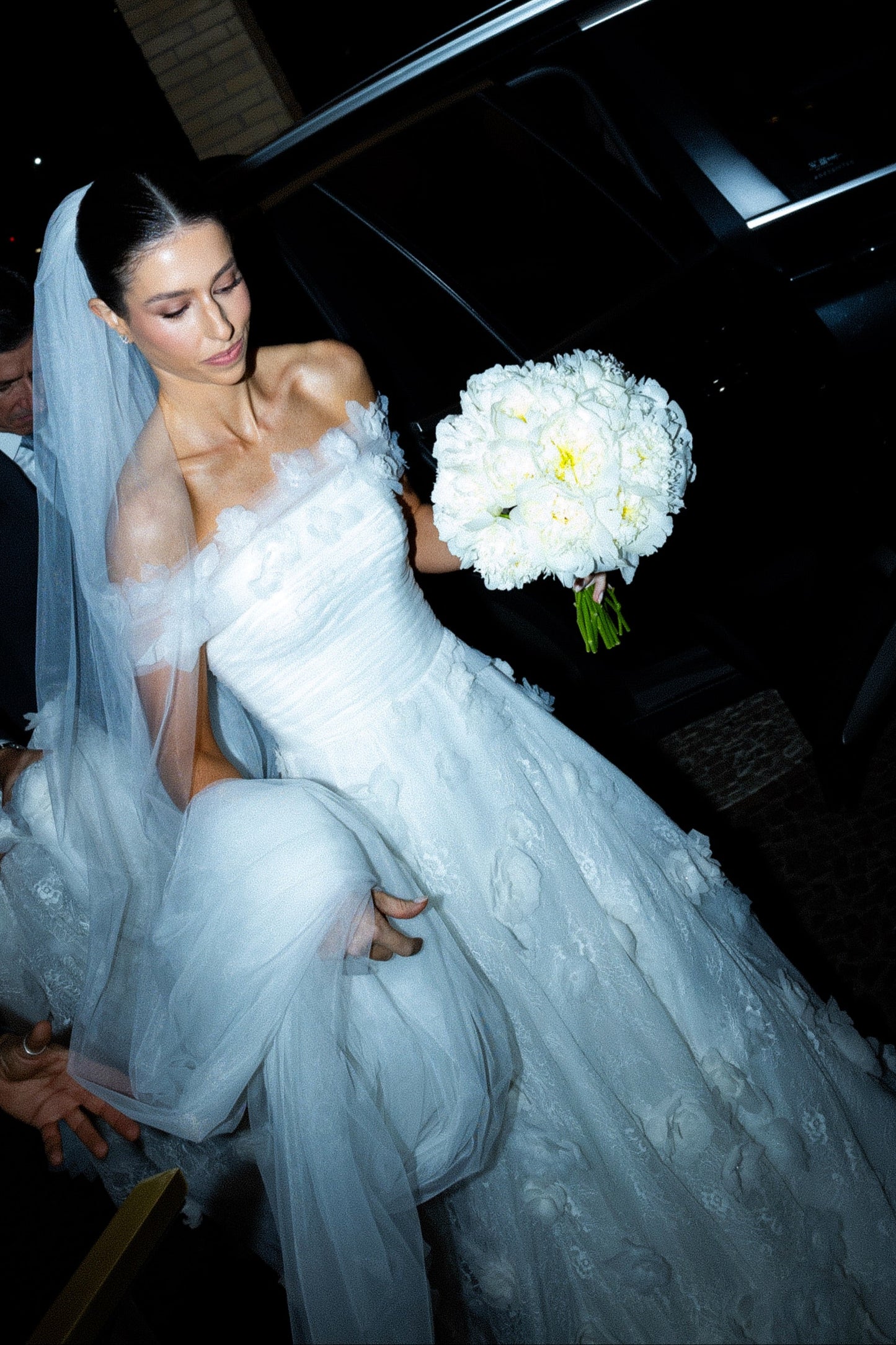 3D Floral A-Line Wedding Dress with Ruched Bodice
