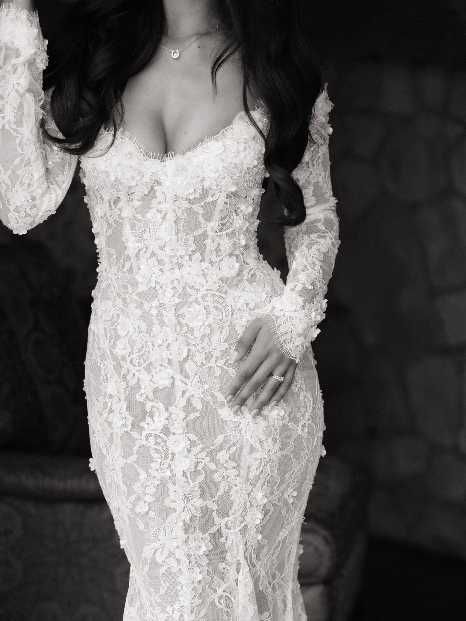 Off-the-Shoulder Long Sleeve Lace Mermaid Wedding Dress