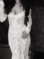Off-the-Shoulder Long Sleeve Lace Mermaid Wedding Dress