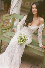 Off-the-Shoulder Long Sleeve Lace Mermaid Wedding Dress