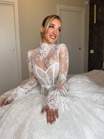 High Neck Lace Ball Gown Wedding Dress