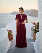 High Neck Keyhole Pleated Two-Piece Gown