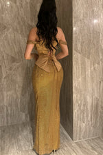 Off-Shoulder Corset Mermaid Evening Gown with Lace-Up Back