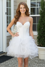 Strapless Corset Organza Rosette Mini Dress
