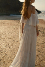 Tiered Chiffon Boho Bridal Gown with Corset Bodice