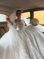 High Neck Lace Ball Gown Wedding Dress