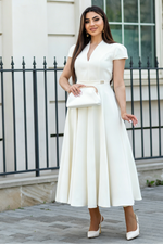 Elegant V-Neck A-Line Midi Dress