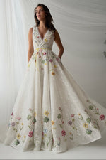 Floral Embroidered A-Line Formal Gown