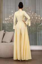 Elegant Embellished Long Sleeve Wide-Leg Jumpsuit