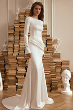 Long Sleeve Crepe Mermaid Wedding Dress