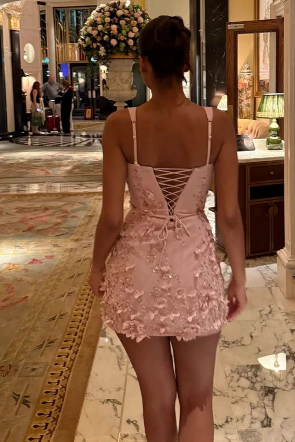 3D Floral Applique Corset Mini Dress