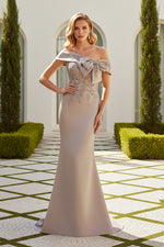Off-the-Shoulder Bow Bodice Mermaid Evening Gown