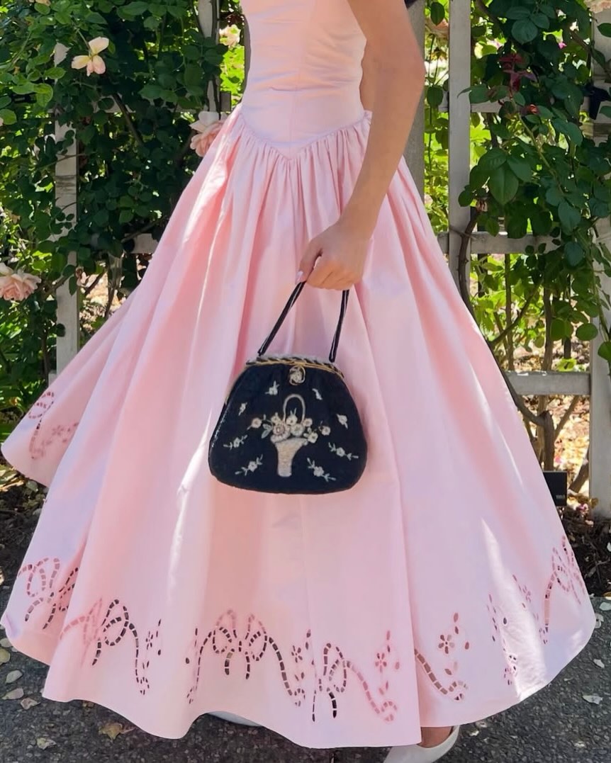 Embroidered A-Line Midi Dress with Pleated Skirt