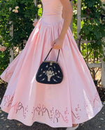 Embroidered A-Line Midi Dress with Pleated Skirt