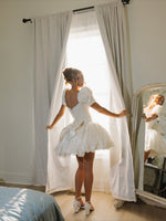 Puff Sleeve Bubble Skirt Mini Bridal Dress
