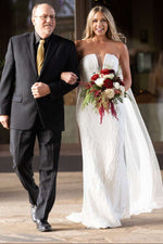 Strapless Deep V-Neck Sequin Wedding Gown