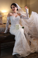 Off-the-Shoulder Lace Long Sleeve Mermaid Wedding Dress