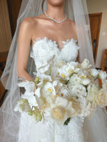 Strapless Lace Sweetheart A-Line Wedding Dress with Train