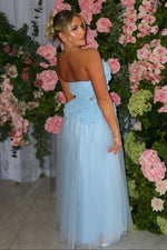 Strapless A-Line Tulle Gown with 3D Floral Bodice