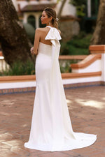 Halter Keyhole Mermaid Wedding Dress with Back Bow