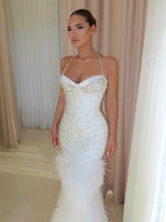 Beaded Halter Mermaid Wedding Dress