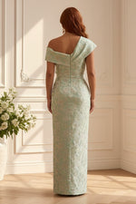 Off-Shoulder Jacquard Column Gown
