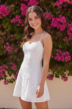 Floral Applique Spaghetti Strap Mini Dress