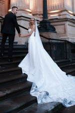 Strapless Ruched Wedding Dress with Overskirt