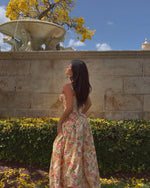 Floral Corset Lace-Up Maxi Dress