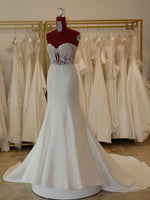 Strapless Satin Mermaid Wedding Dress with Lace Bodice