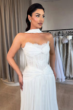 Strapless Lace Corset Wedding Gown with Chiffon Skirt