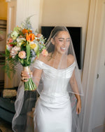 Off-the-Shoulder Cowl Neck Satin Wedding Dress