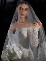 Off-Shoulder Lace Long Sleeve Wedding Gown