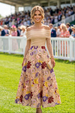 Floral Embroidered Off-the-Shoulder A-Line Dress