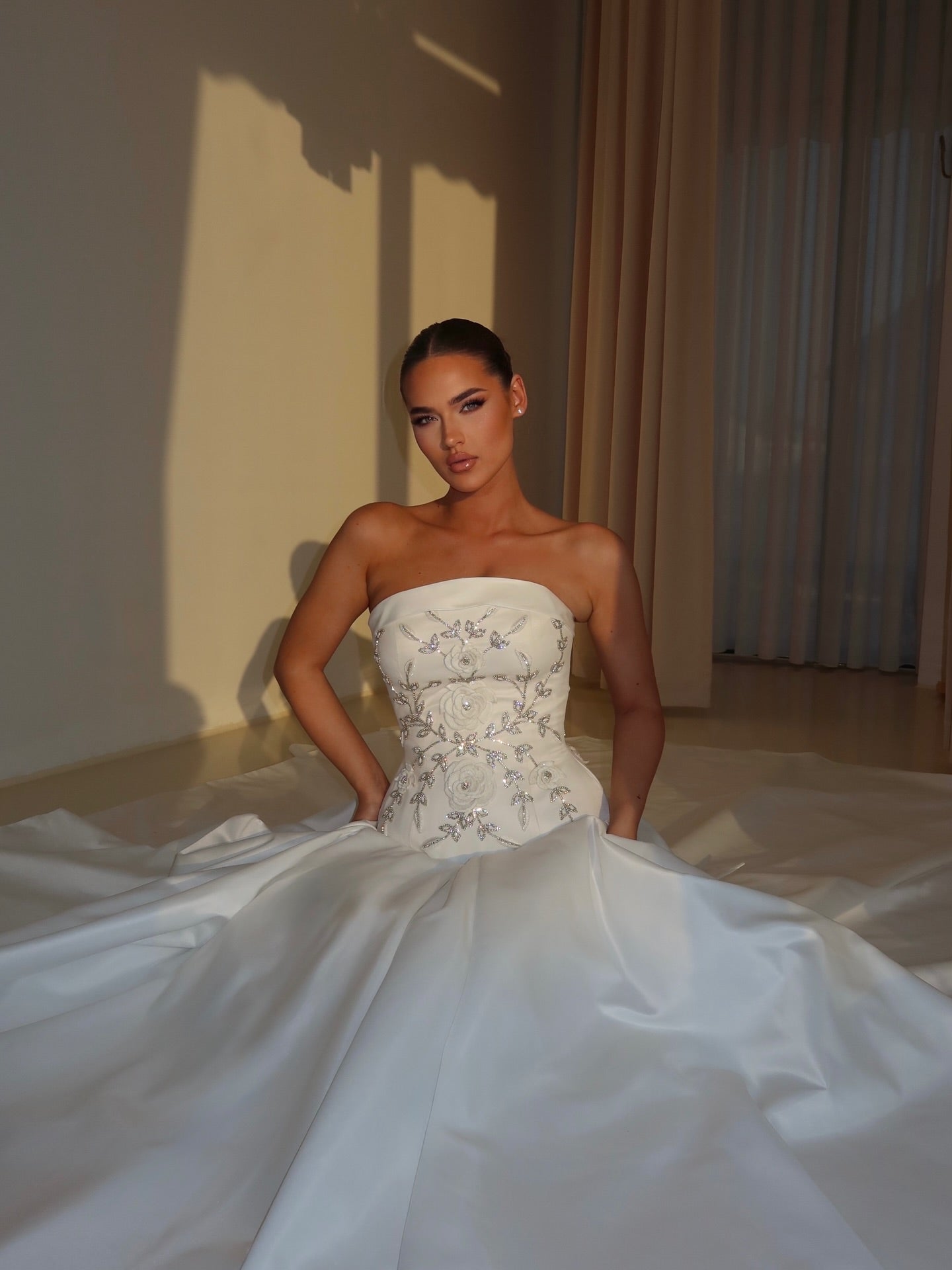 Strapless Beaded Ball Gown Wedding Dress