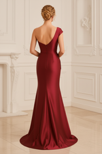 One-Shoulder Beaded Mermaid Evening Gown