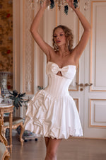 Strapless Corset Mini Wedding Dress with Bow